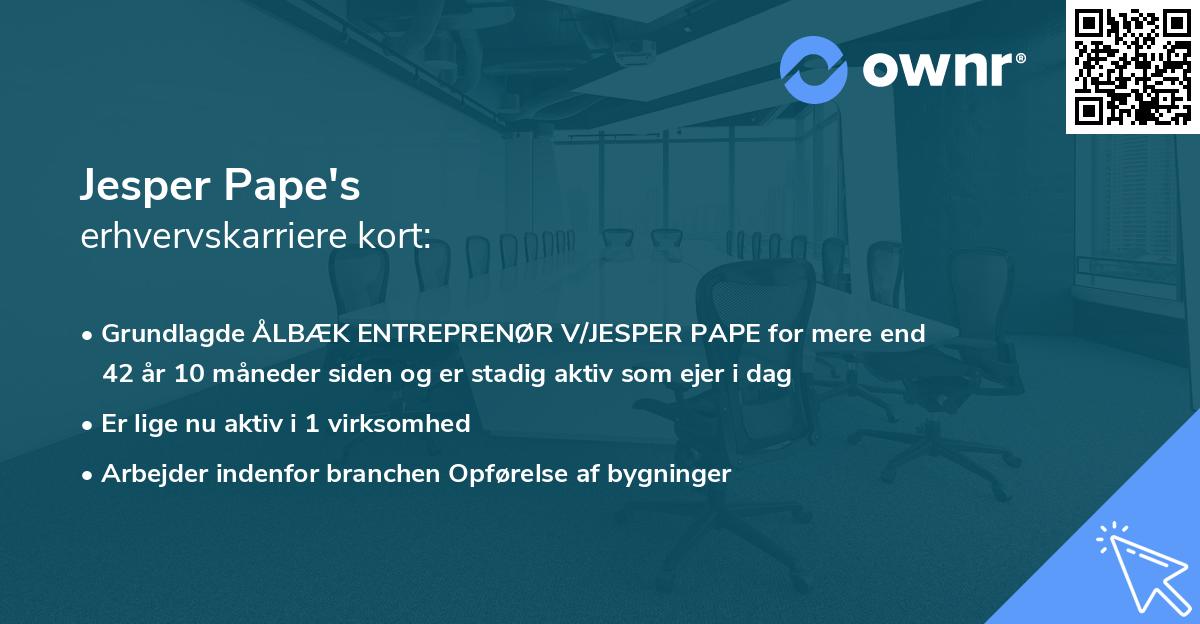 Jesper Pape's erhvervskarriere kort