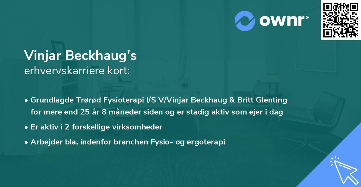 Vinjar Beckhaug's erhvervskarriere kort