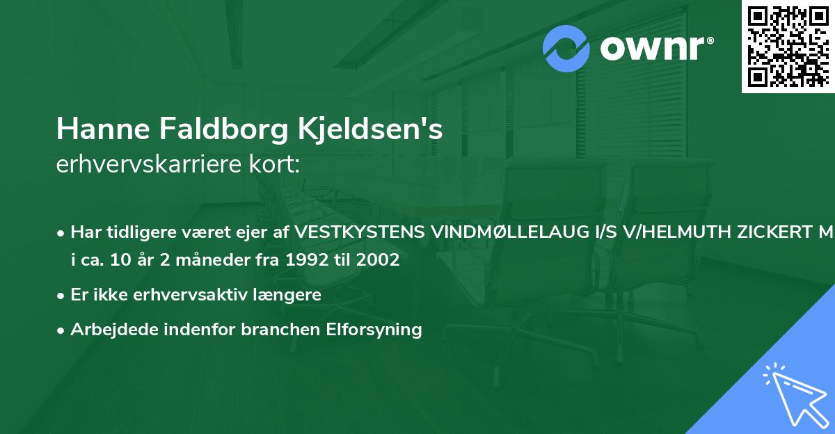 Hanne Faldborg Kjeldsen's erhvervskarriere kort