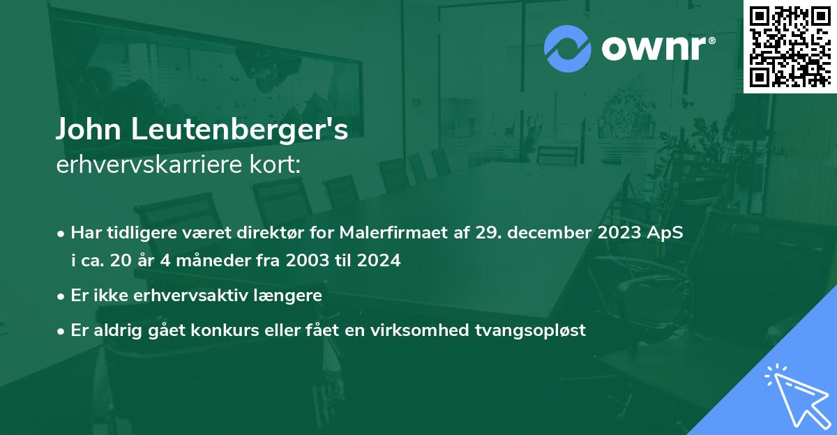 John Leutenberger's erhvervskarriere kort