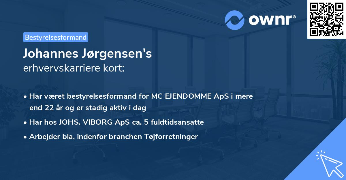 Johannes Jørgensen's erhvervskarriere kort