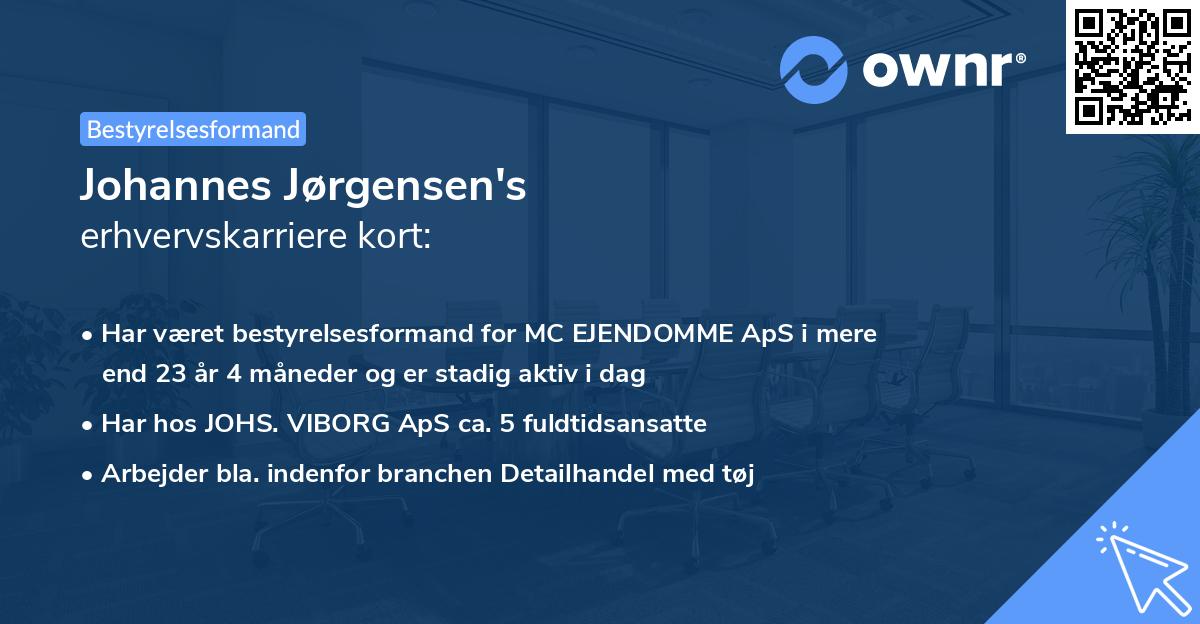 Johannes Jørgensen's erhvervskarriere kort
