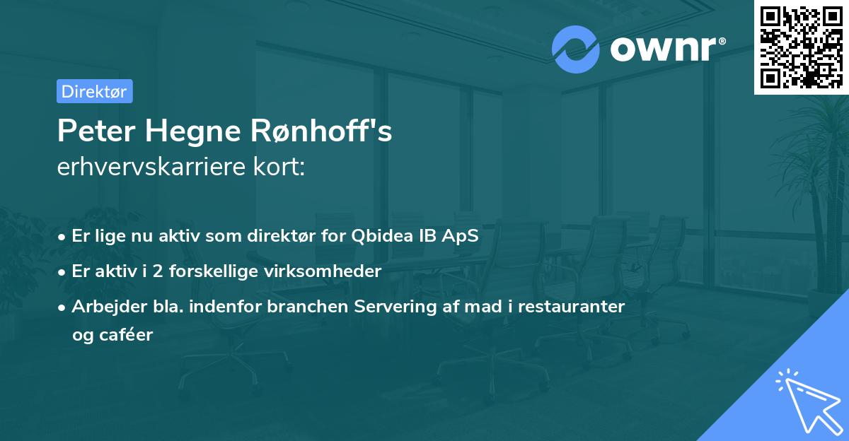 Peter Hegne Rønhoff's erhvervskarriere kort