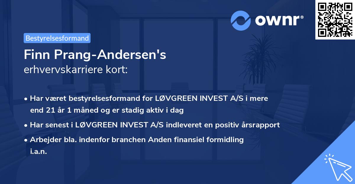 Finn Prang-Andersen's erhvervskarriere kort