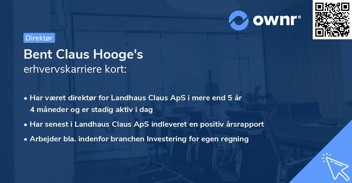 Bent Claus Hooge's erhvervskarriere kort