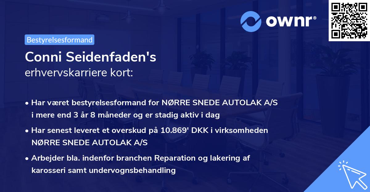 Conni Seidenfaden's erhvervskarriere kort