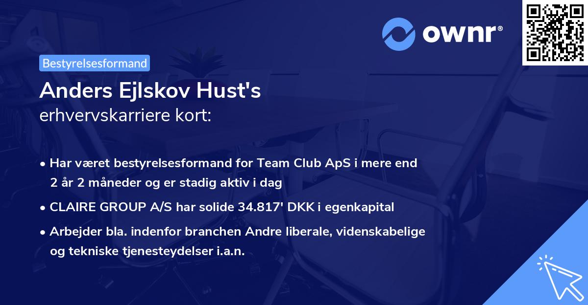 Anders Ejlskov Hust's erhvervskarriere kort