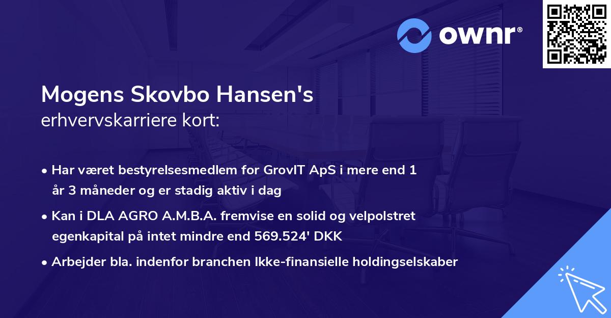 Mogens Skovbo Hansen's erhvervskarriere kort