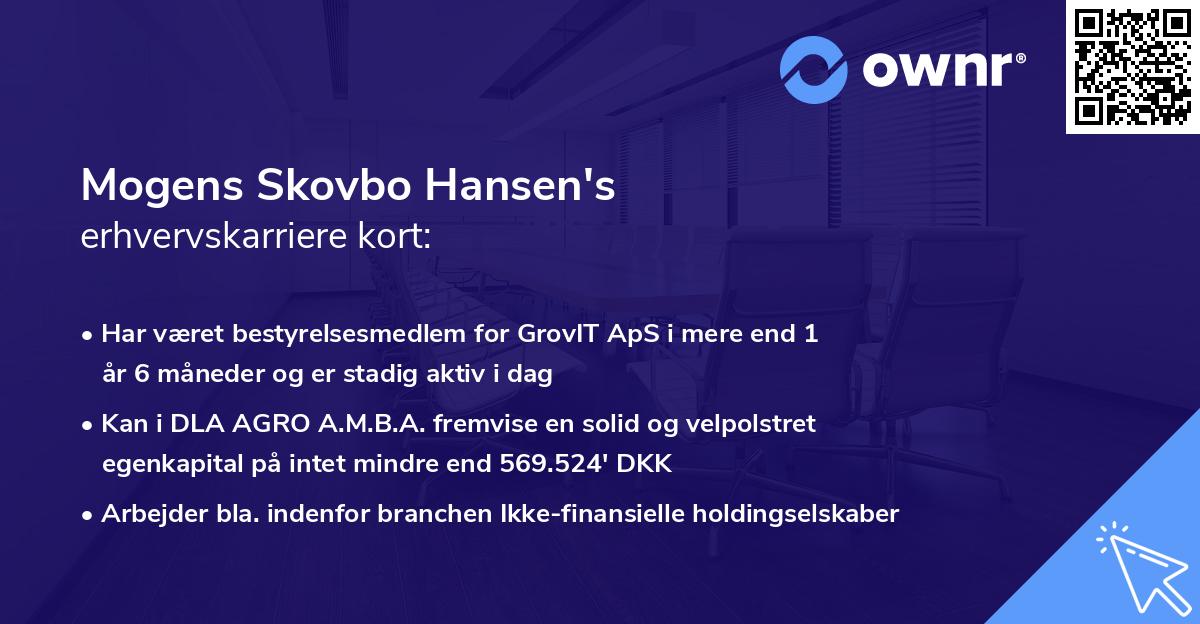 Mogens Skovbo Hansen's erhvervskarriere kort