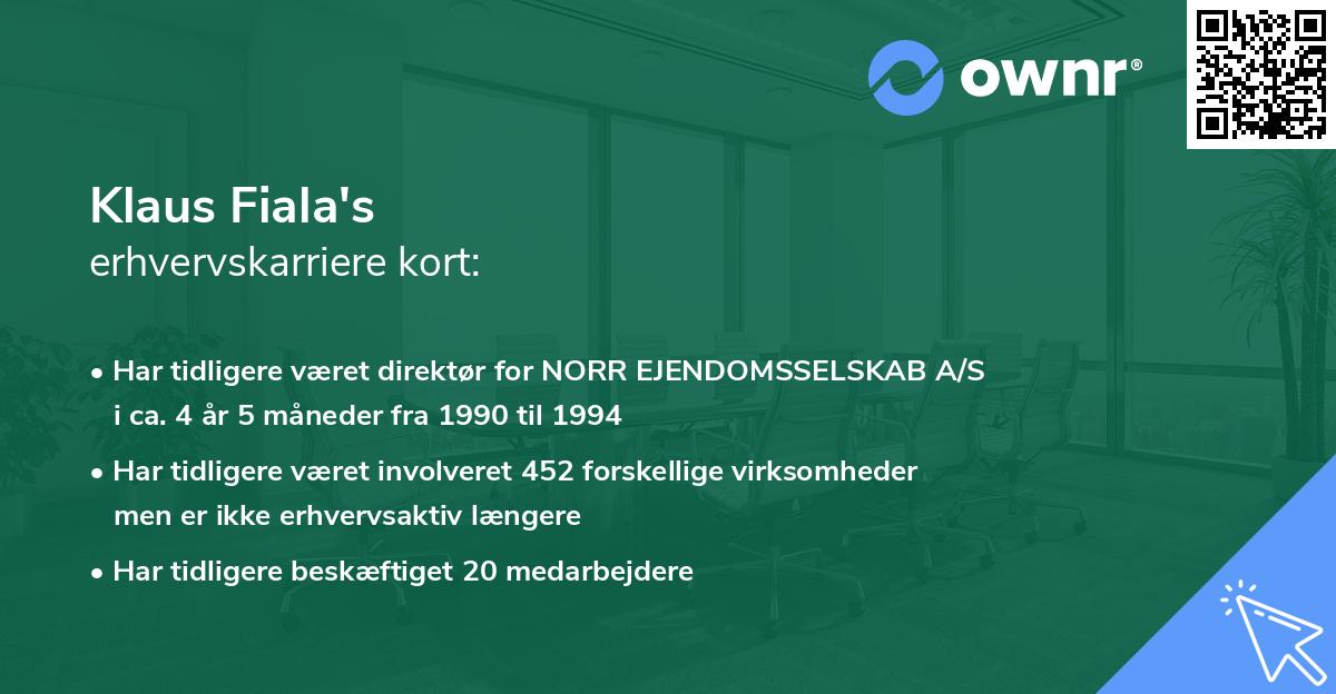 Klaus Fiala's erhvervskarriere kort
