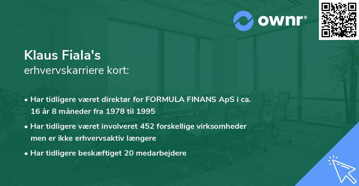 Klaus Fiala's erhvervskarriere kort