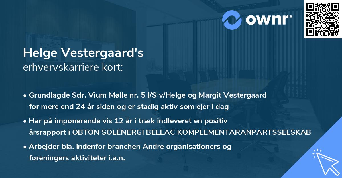 Helge Vestergaard's erhvervskarriere kort