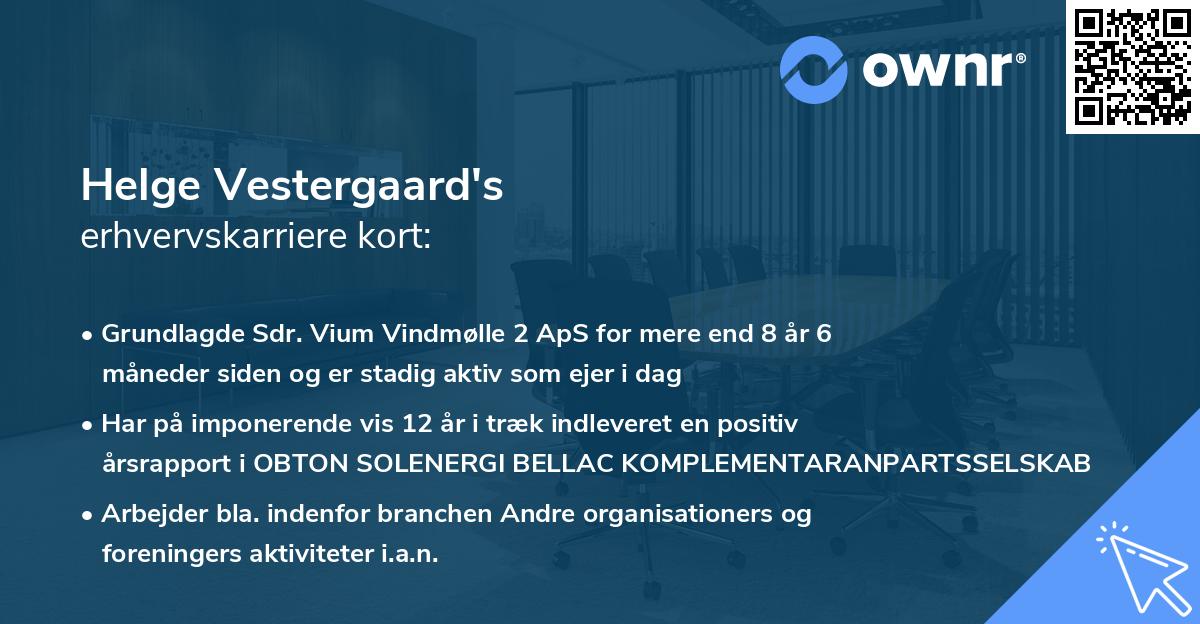 Helge Vestergaard's erhvervskarriere kort