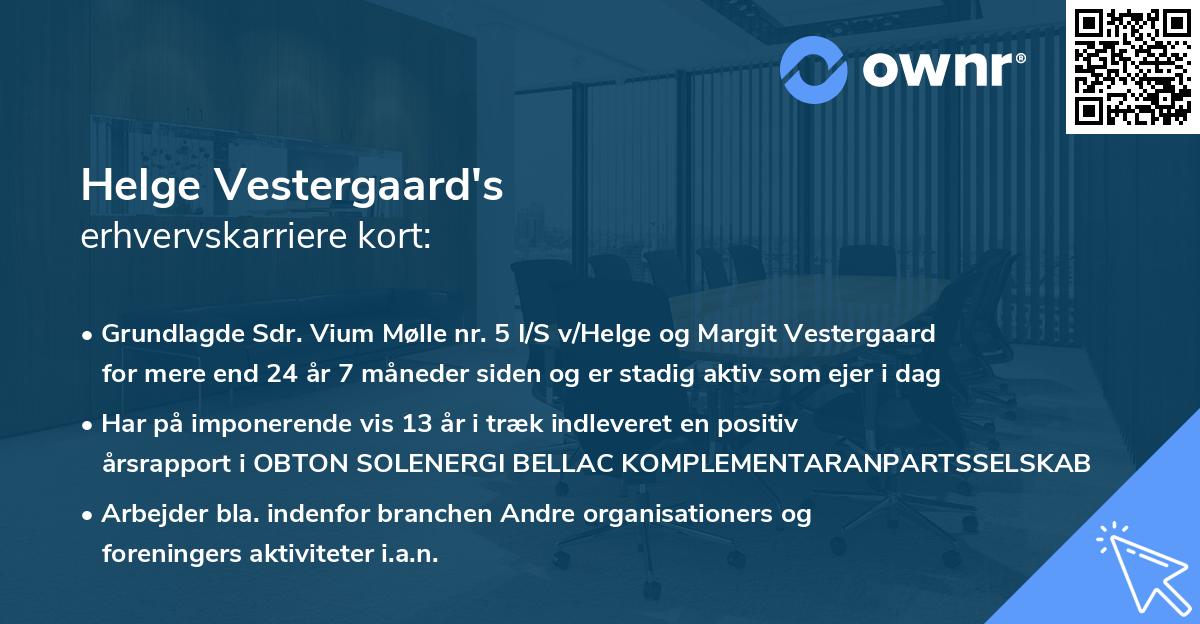 Helge Vestergaard's erhvervskarriere kort