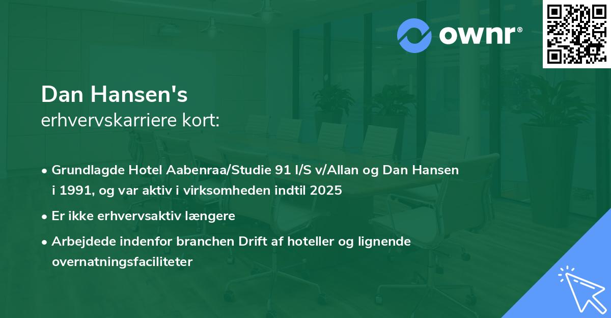 Dan Hansen's erhvervskarriere kort