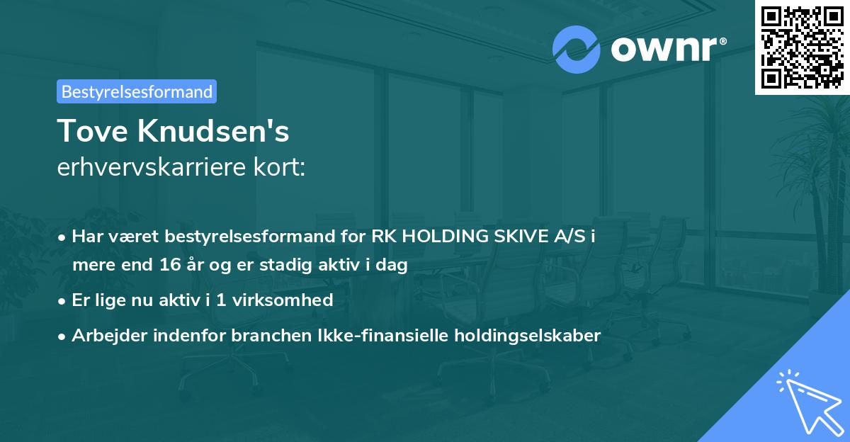 Tove Knudsen's erhvervskarriere kort