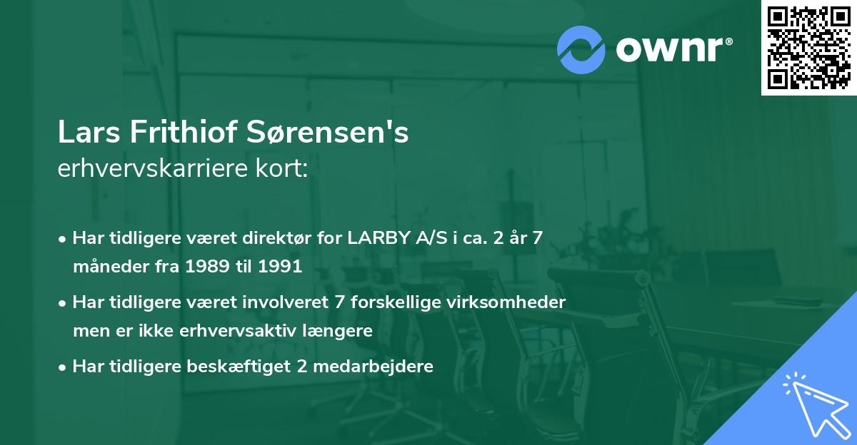 Lars Frithiof Sørensen's erhvervskarriere kort