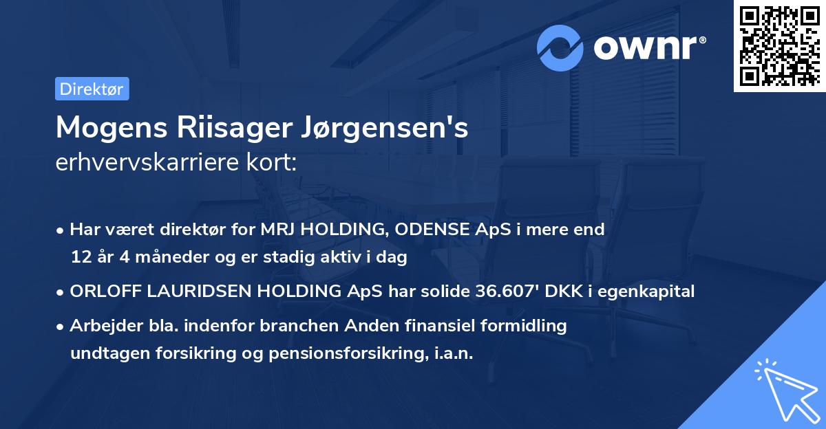 Mogens Riisager Jørgensen's erhvervskarriere kort