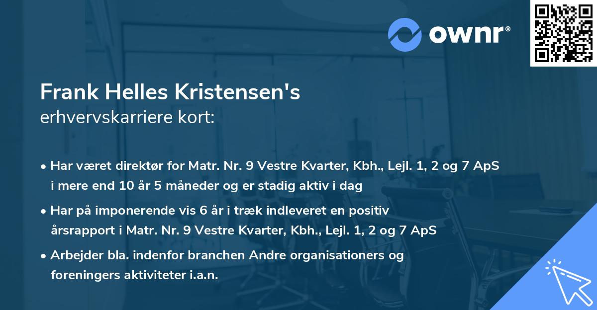 Frank Helles Kristensen's erhvervskarriere kort