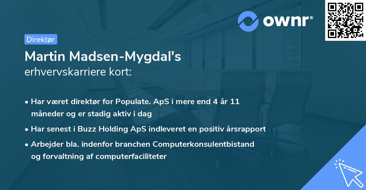 Martin Madsen-Mygdal's erhvervskarriere kort