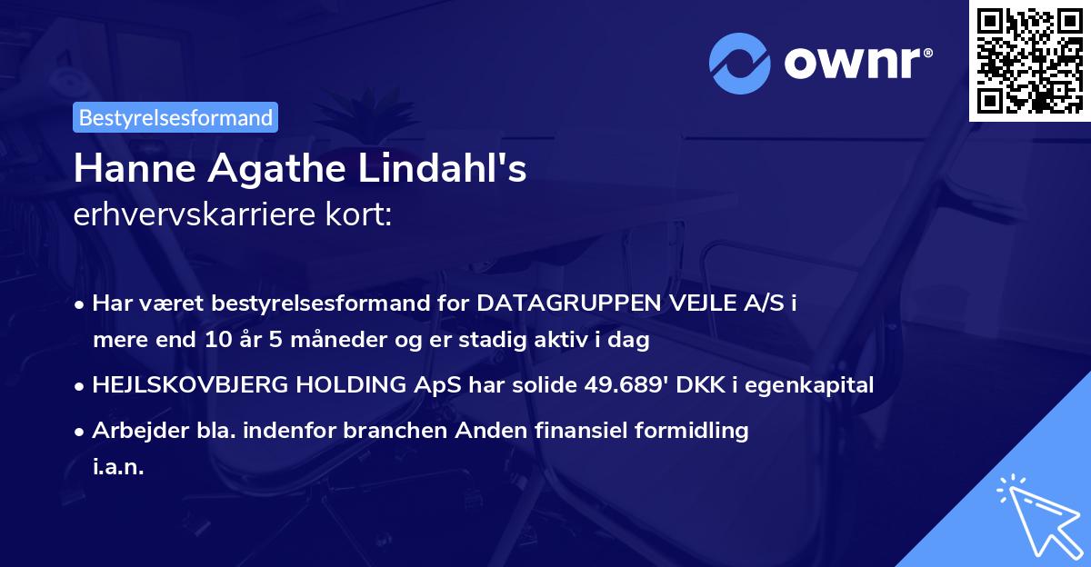 Hanne Agathe Lindahl's erhvervskarriere kort
