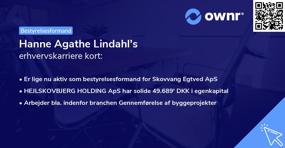 Hanne Agathe Lindahl's erhvervskarriere kort