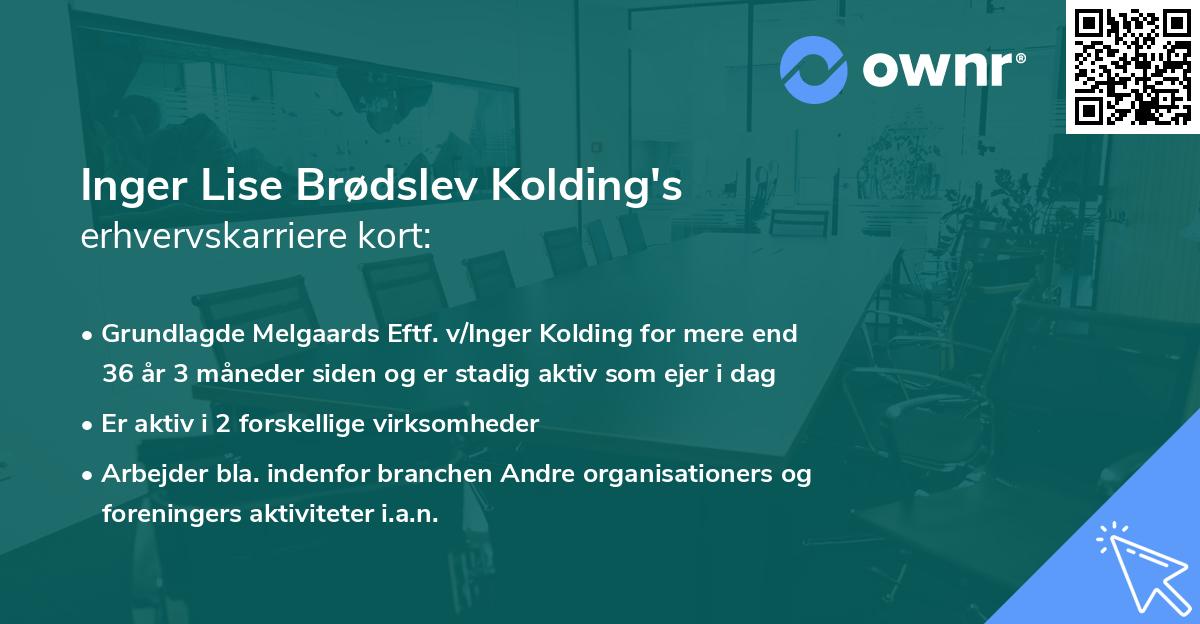 Inger Lise Brødslev Kolding's erhvervskarriere kort