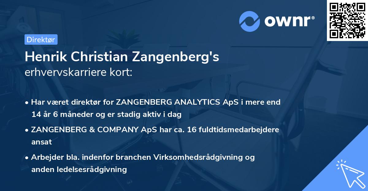 Henrik Christian Zangenberg's erhvervskarriere kort