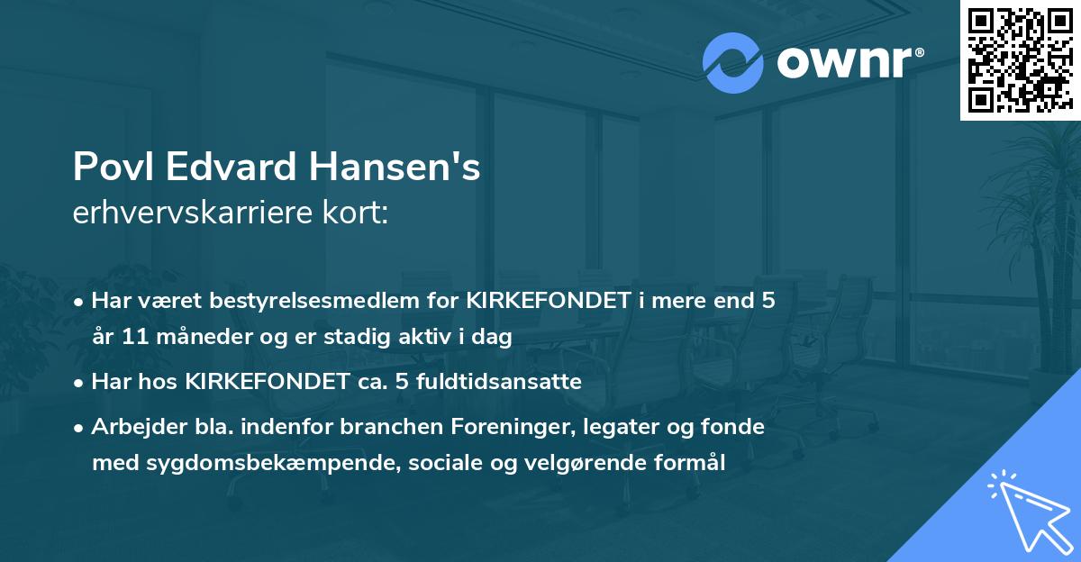 Povl Edvard Hansen's erhvervskarriere kort