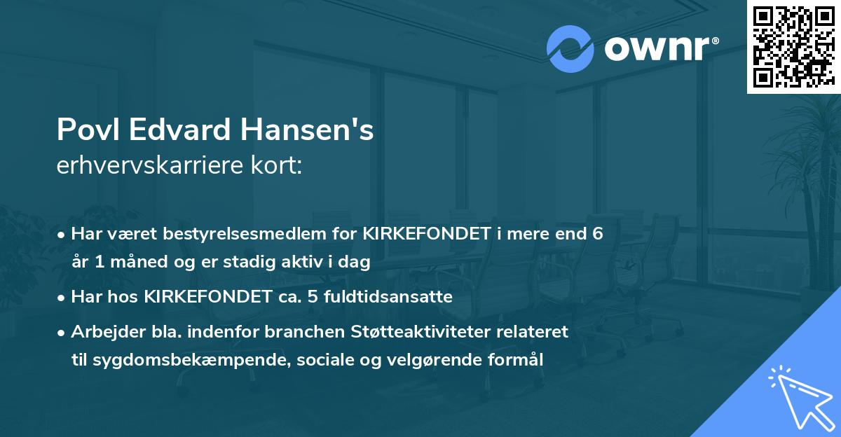 Povl Edvard Hansen's erhvervskarriere kort