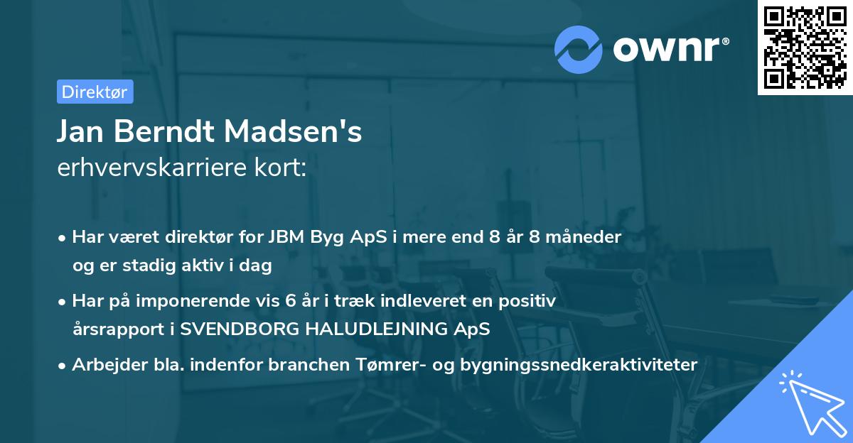Jan Berndt Madsen's erhvervskarriere kort