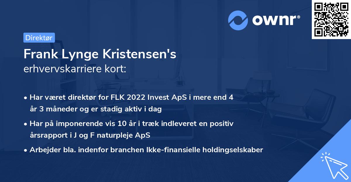 Frank Lynge Kristensen's erhvervskarriere kort