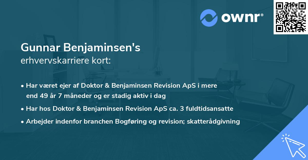 Gunnar Benjaminsen's erhvervskarriere kort