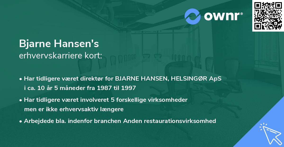 Bjarne Hansen's erhvervskarriere kort