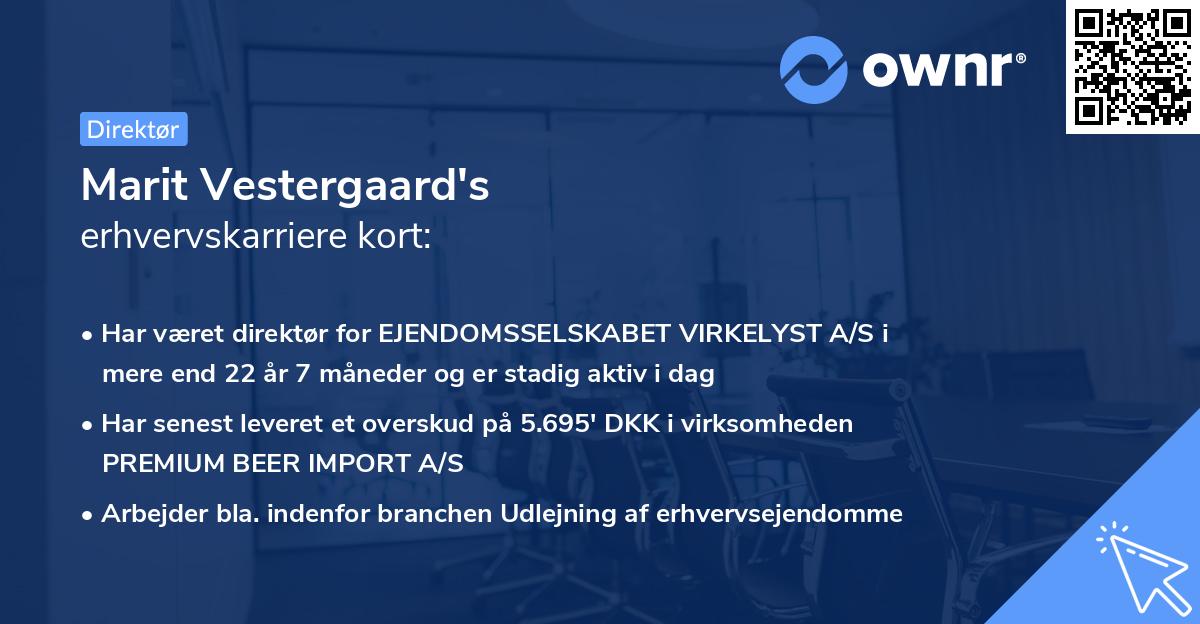 Marit Vestergaard's erhvervskarriere kort