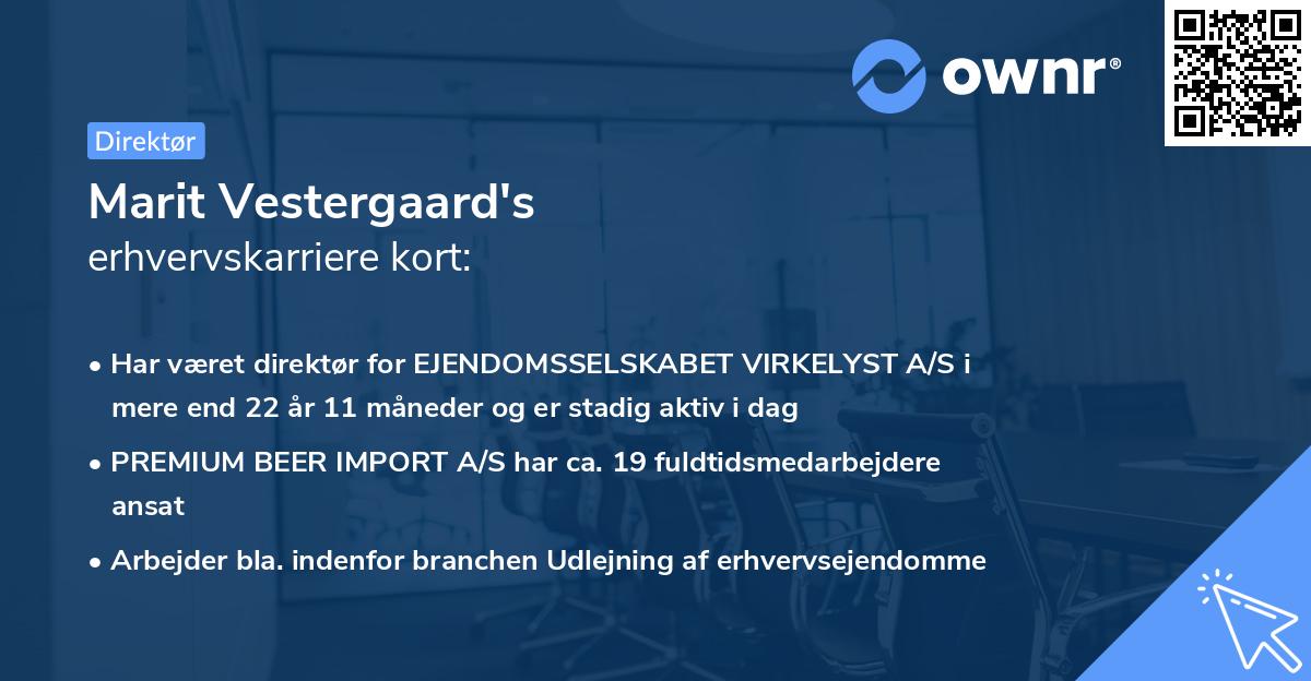 Marit Vestergaard's erhvervskarriere kort