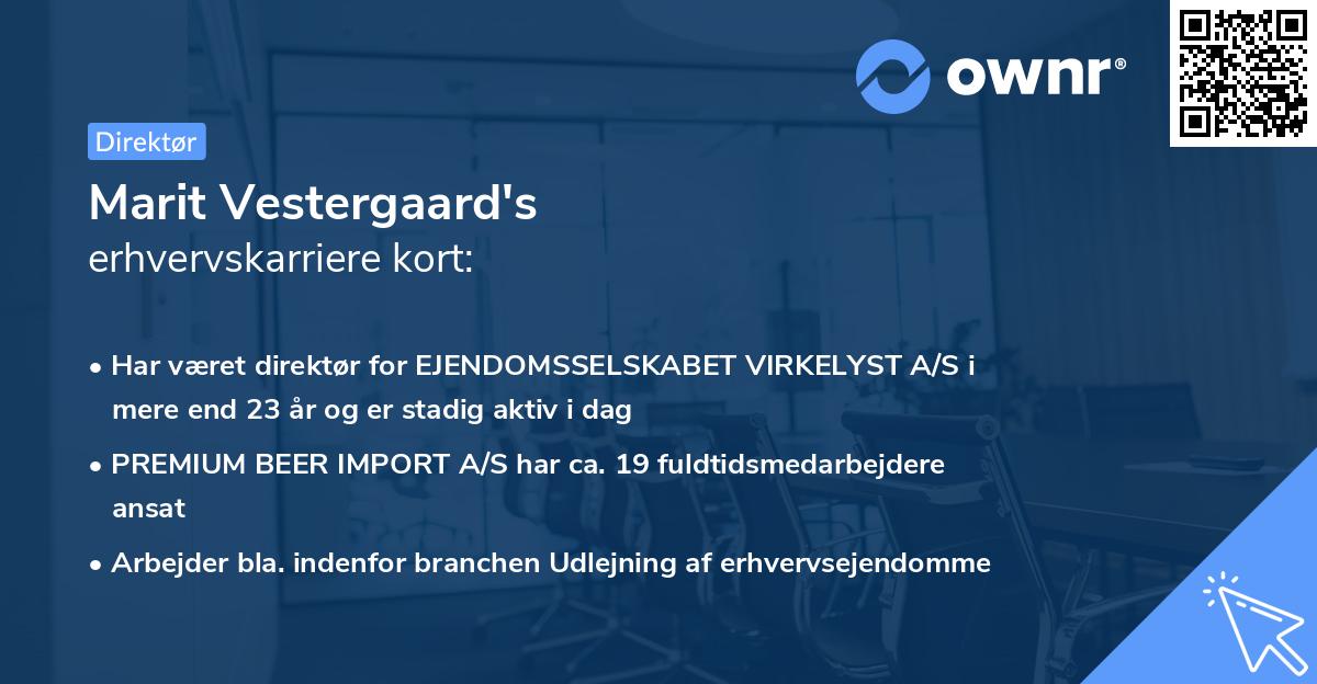 Marit Vestergaard's erhvervskarriere kort