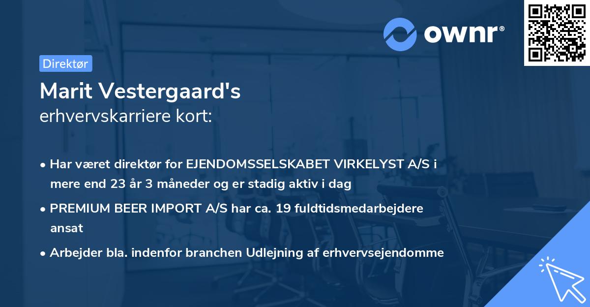 Marit Vestergaard's erhvervskarriere kort
