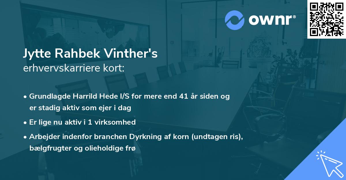 Jytte Rahbek Vinther's erhvervskarriere kort