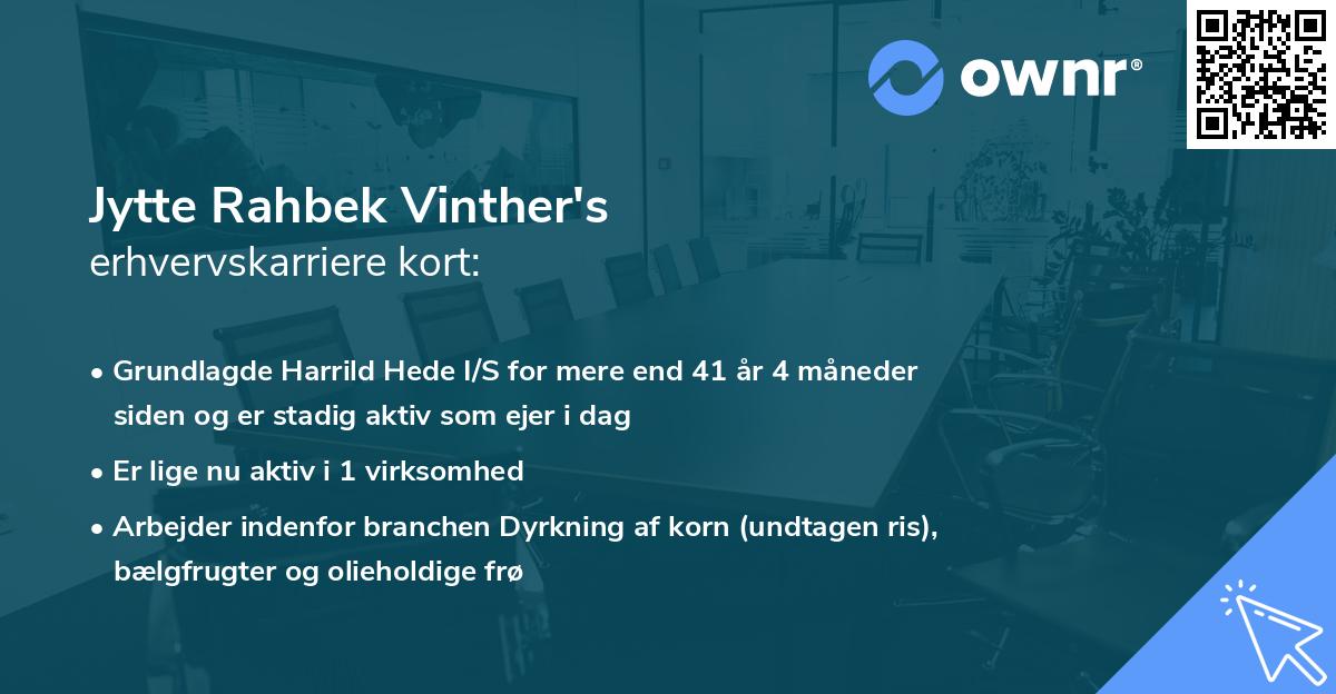 Jytte Rahbek Vinther's erhvervskarriere kort