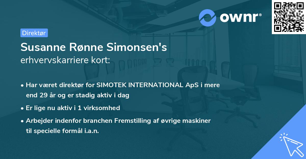 Susanne Rønne Simonsen's erhvervskarriere kort