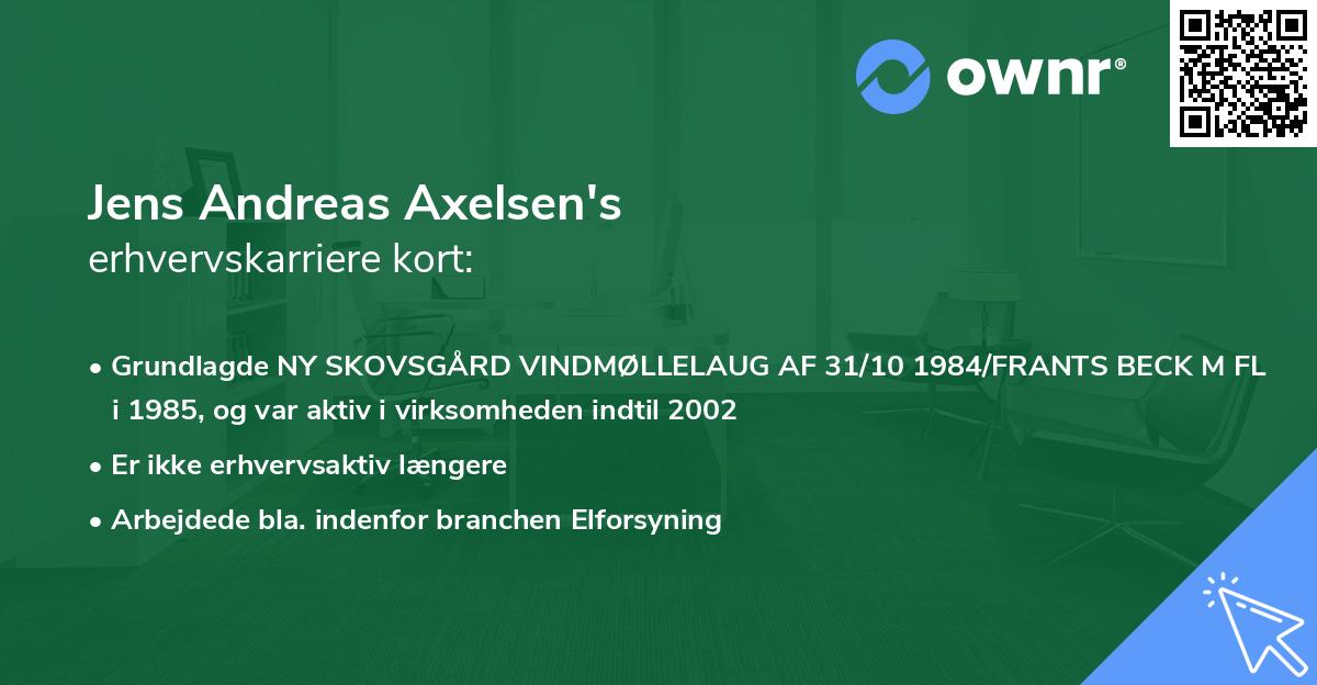 Jens Andreas Axelsen's erhvervskarriere kort