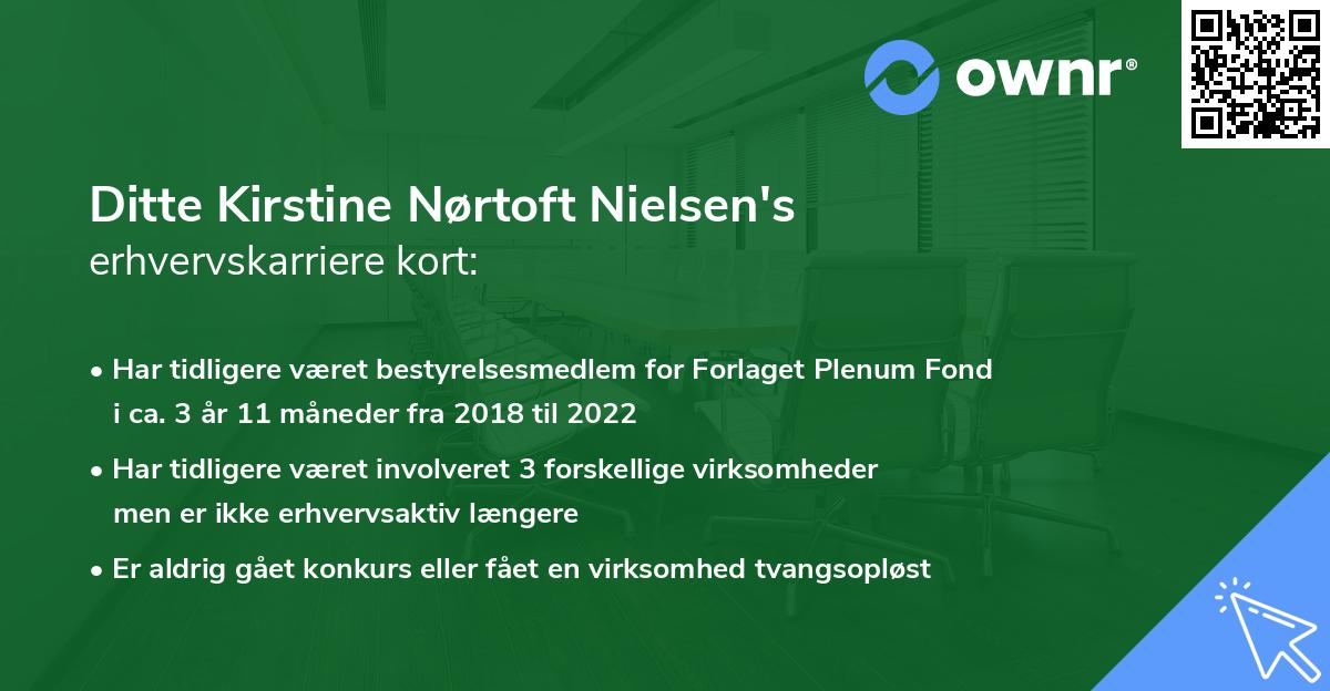 Ditte Kirstine Nørtoft Nielsen's erhvervskarriere kort