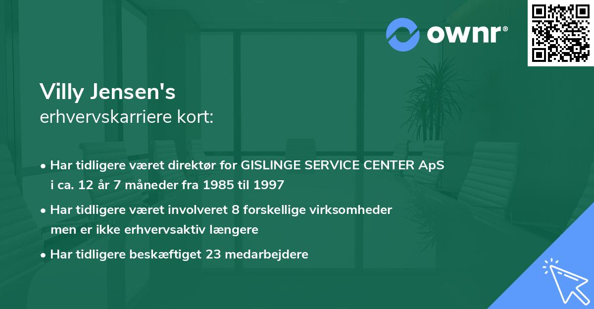 Villy Jensen's erhvervskarriere kort