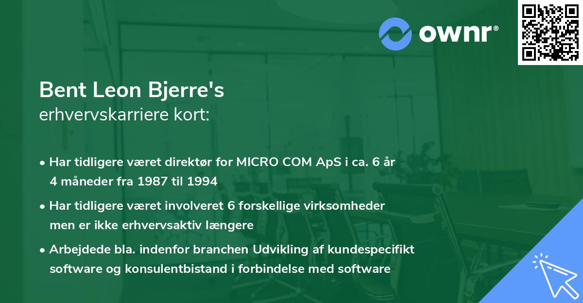 Bent Leon Bjerre's erhvervskarriere kort