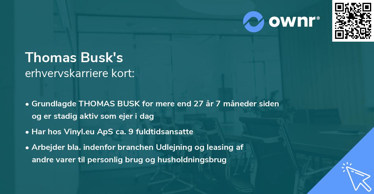 Thomas Busk's erhvervskarriere kort