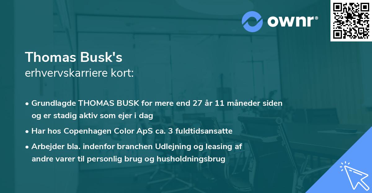 Thomas Busk's erhvervskarriere kort