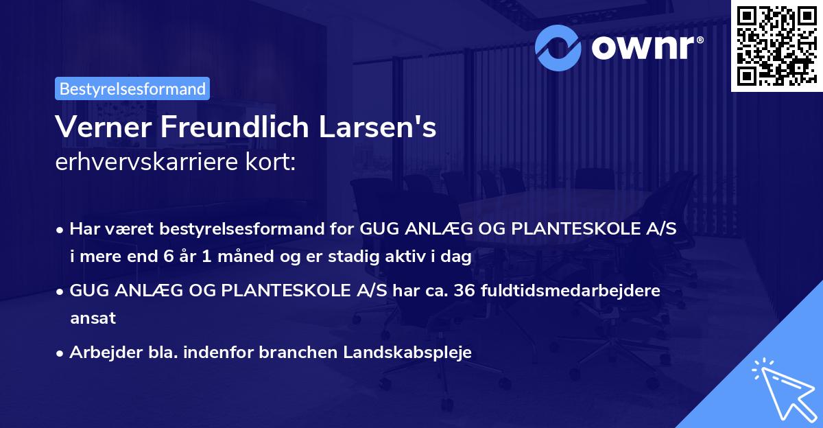 Verner Freundlich Larsen's erhvervskarriere kort
