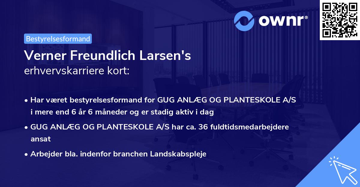 Verner Freundlich Larsen's erhvervskarriere kort
