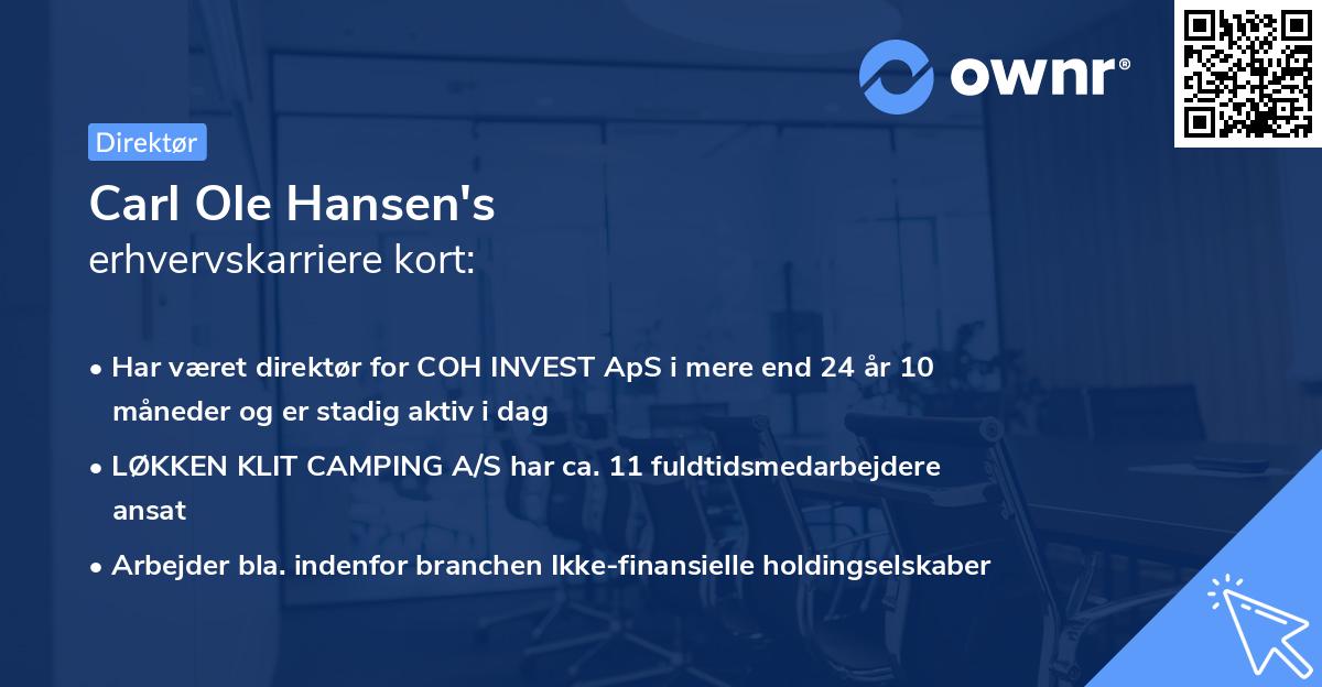 Carl Ole Hansen's erhvervskarriere kort